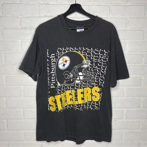 Vintage 90s Pittsburgh Steelers NFL Football Shirt Hanes Large Single Stitch